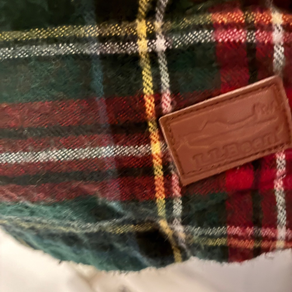 L.L.Bean Flannel Zip Hoodie Womens Size Lg Green Plaid Granola Gorpcore Outdoor - Picture 4 of 6